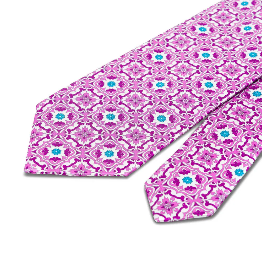 The Majolica of Taormina Pink Duchesse Silk Tie