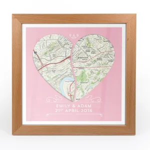 Twin Heart Personalized Framed US Map Print