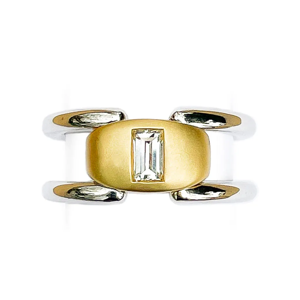 Two Tone Baguette Diamond Ring