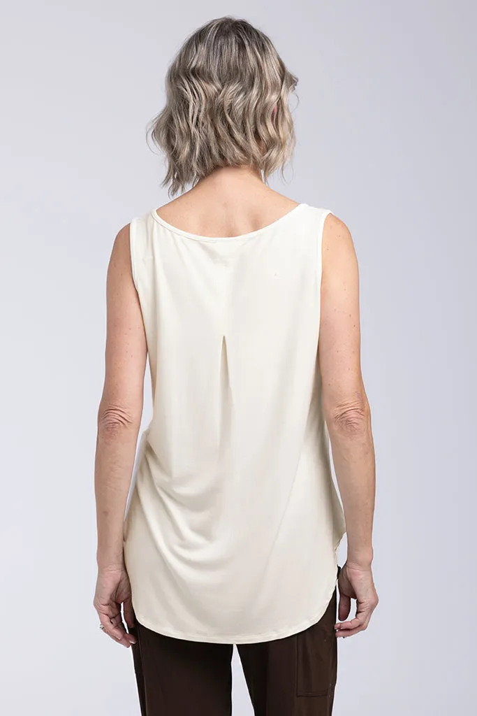 V Neck Singlet - Ivory