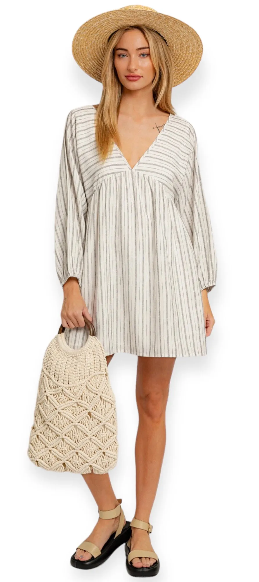 Vacay Ready Empire Waist Bubble Sleeve Dress