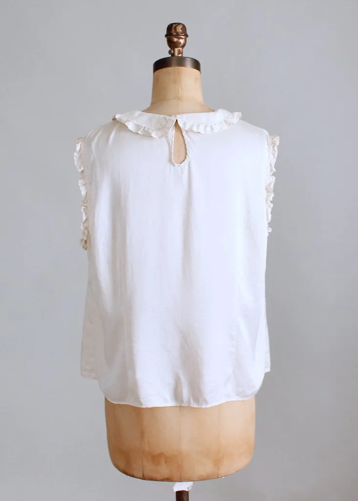 Vintage 1930s Silk Ruffle Babydoll Blouse