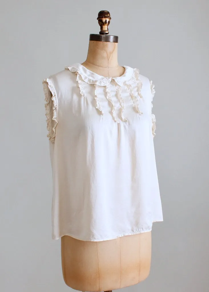 Vintage 1930s Silk Ruffle Babydoll Blouse