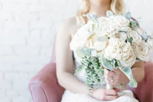 White and Green Wood Flower Bouquet