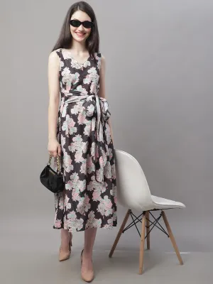 Women Black Printed A-Line Dresses