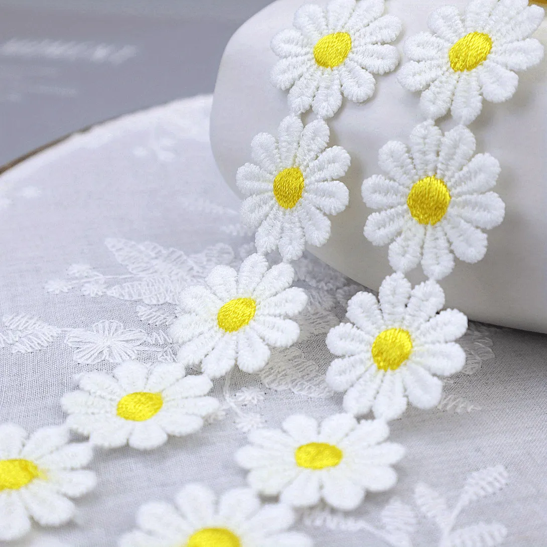 Yellow Daisy Sun Flower Lace Trim for DIY Sewing