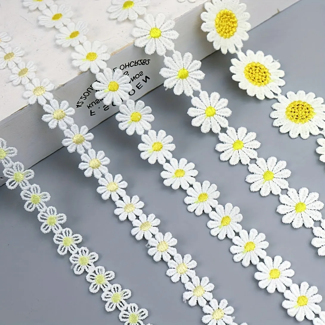 Yellow Daisy Sun Flower Lace Trim for DIY Sewing