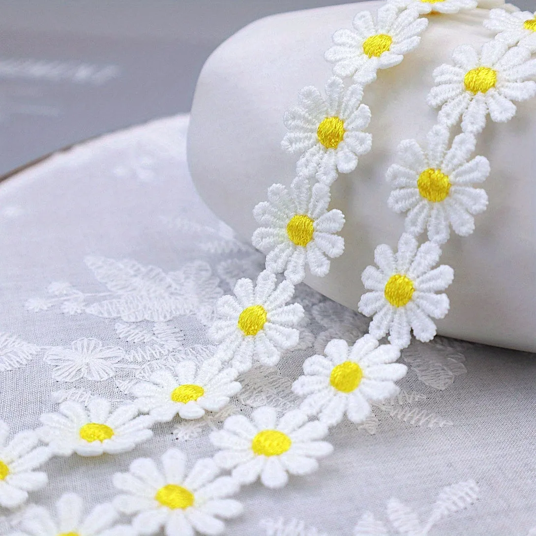 Yellow Daisy Sun Flower Lace Trim for DIY Sewing