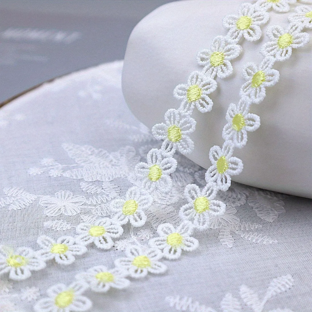 Yellow Daisy Sun Flower Lace Trim for DIY Sewing