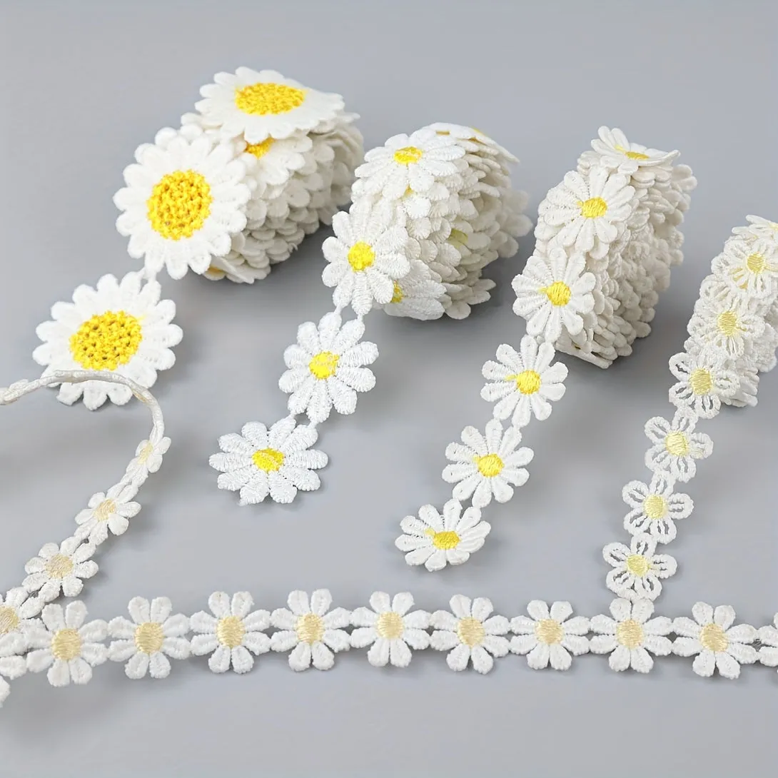 Yellow Daisy Sun Flower Lace Trim for DIY Sewing