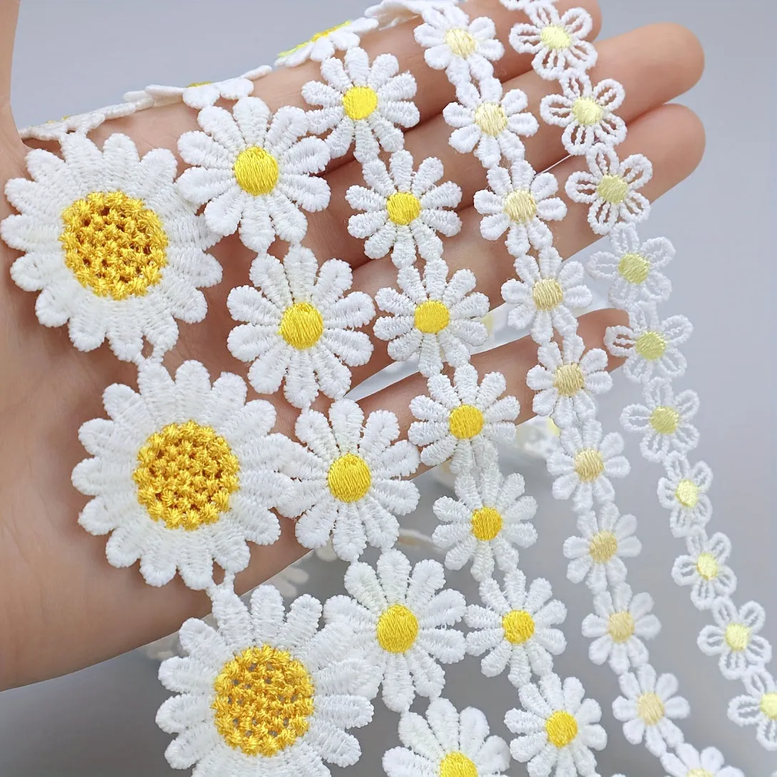 Yellow Daisy Sun Flower Lace Trim for DIY Sewing