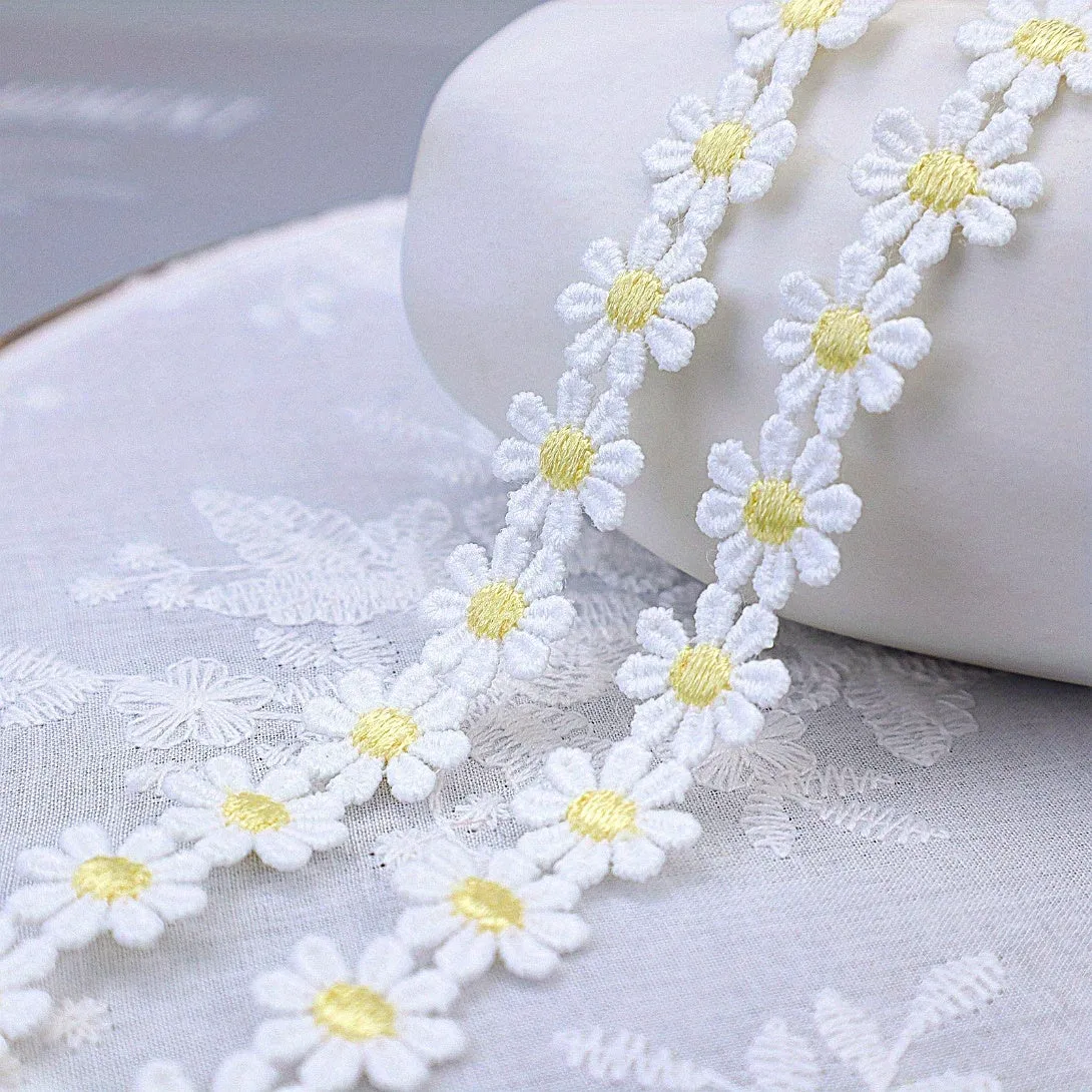 Yellow Daisy Sun Flower Lace Trim for DIY Sewing