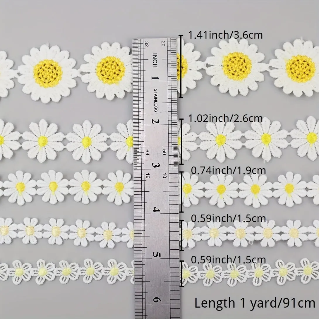 Yellow Daisy Sun Flower Lace Trim for DIY Sewing