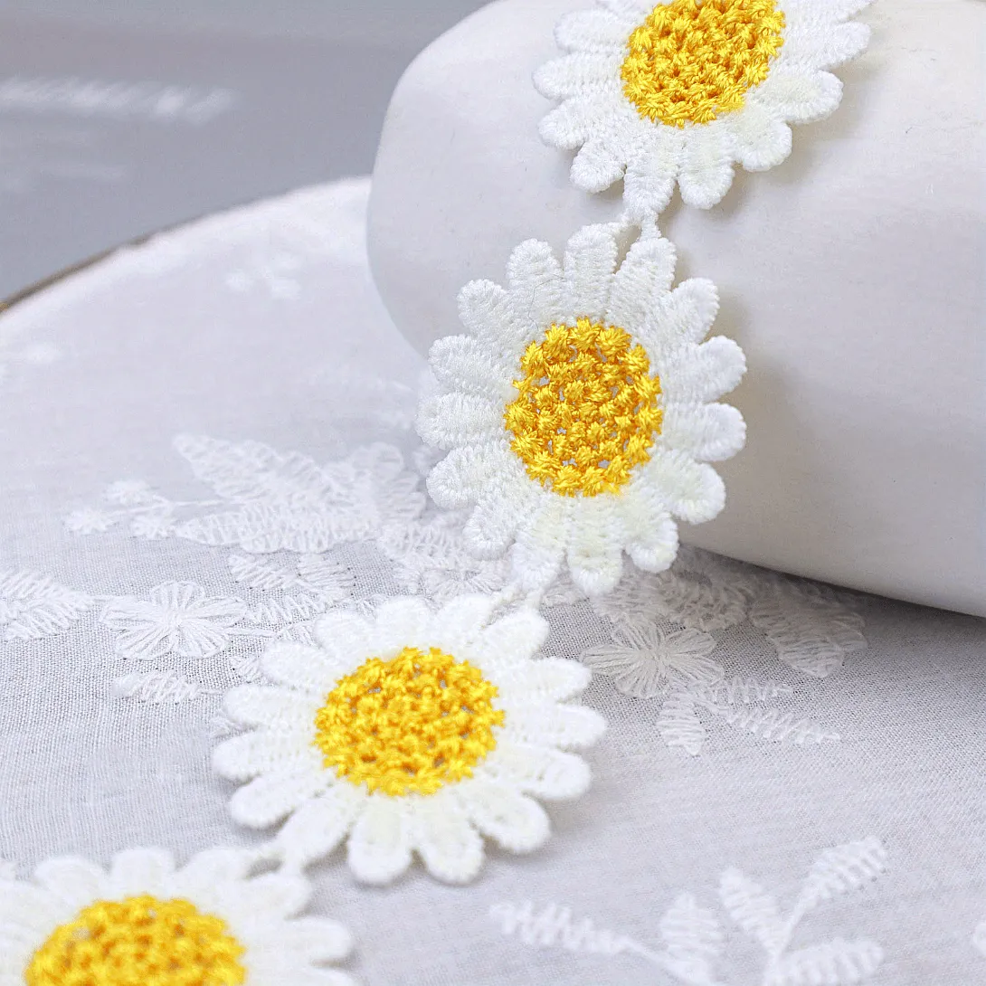 Yellow Daisy Sun Flower Lace Trim for DIY Sewing